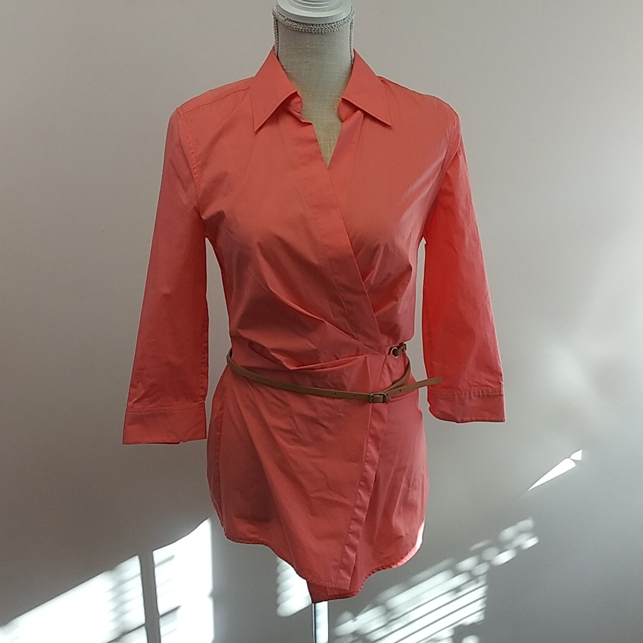 Nwt 915 Saks Fifth Avenue Coral Wrap Top